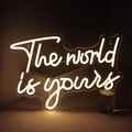 Lucunstar The World Is Yours Neon Signs Valentine Neon Sign Warm White Led Neon Light for Wall Decor Light Up Sign for Wedding USB Powered Led Neon Signs for Bedroom Valentines Day Decor
