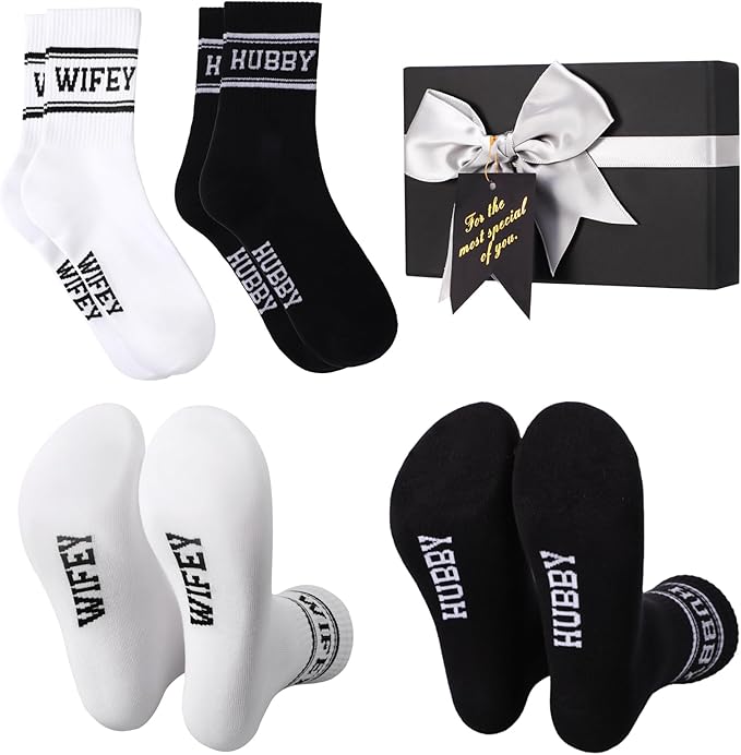 Bride Socks for Wedding Day 2 Pairs - Bridal Groom Socks Bride to Be Something Blue Cotton Ankle Sock with Gift Box