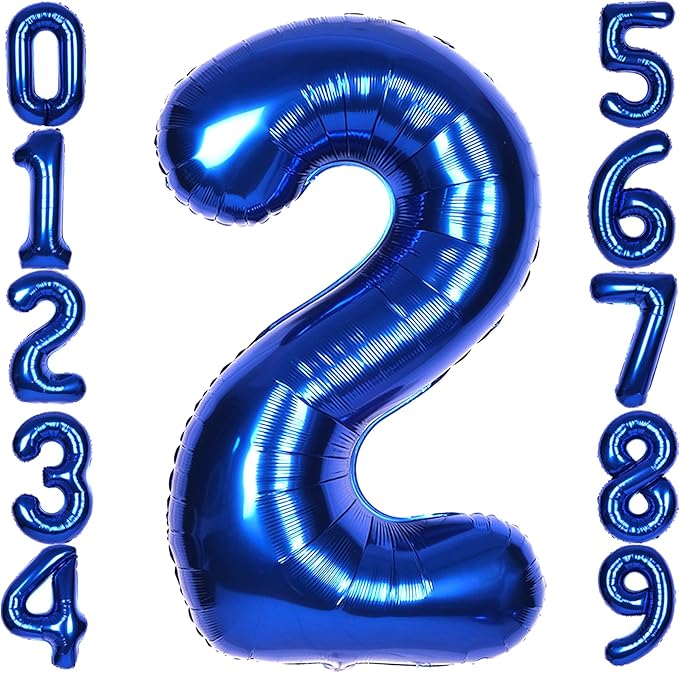 40Inch Navy Blue 2 Balloon Number Large Helium Royal Blue Number Balloons 0-9 Giant Digital 2nd Foil Mylar Big Party Balloon for Boy Birthday Party Anniversary Graduation Decorations