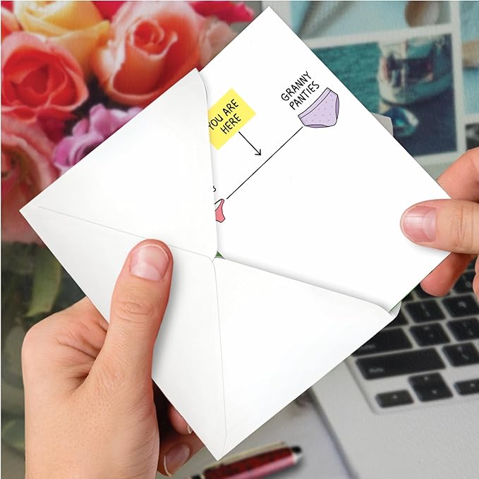 NobleWorks - 1 Funny Women's Birthday Card with Envelope - Humor, Stationery Bday Card for Wife, Sister, Her, Midlife Underwear C3338BDG