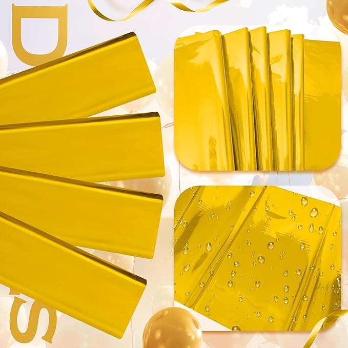 1 Piece Gold Foil Tablecloth 54 * 72 Inch Plastic Wedding Birthday Party Table Cloths Waterproof Disposable Table Cover for Christmas Graduation Elegant Event Anniversary Party Supplies