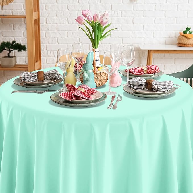 24Pcs 84 Inch Round Pastel Tablecloths, Rainbow Mix Color Plastic Tablecloth Disposable Round Table Covers for Baby Shower,Bridal,Wedding, Easter,Birthday and Ice Cream Party Decoration
