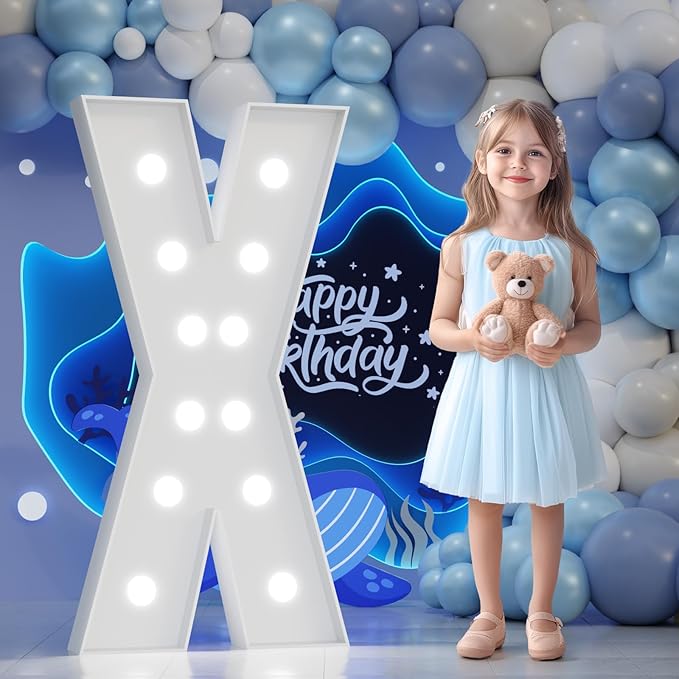 Big Marquee Light-up Letter Decorations: 4 Feet Tall Large Letters & Marry Me Proposal Gender Reveal Alphabet 4FT Sign Graduation Party Wedding Engagement Anniversary HOCO Decor Mosaic Balloon