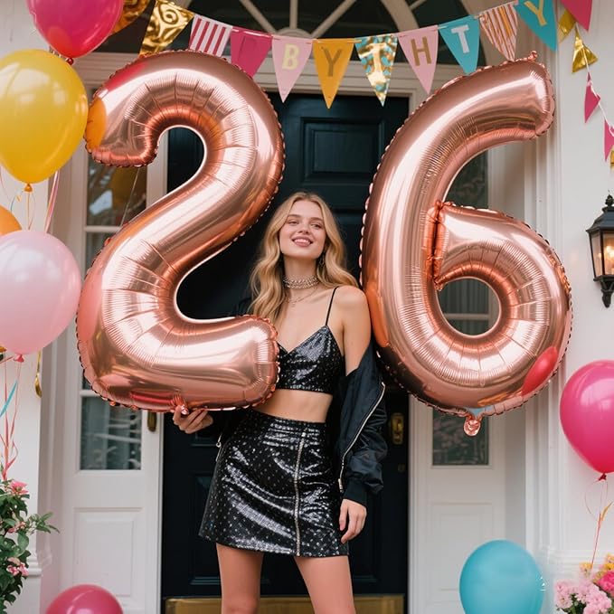 Rose Gold Number 6 Baiioons 40 Inch Number Balloons Giant Jumbo 6th 16th 26th Foil Mylar Helium Number Digital Balloons Champagne Gold 60 Birthday Party 66 Anniversary Events Party Decorations
