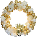 PartyWoo White and Gold Balloon Arch Kit Garland 152pcs Different Sizes of 18 12 10 5 Inch Off White Sand Metallic Gold Boho Balloons for Baby Shower Graduation Wedding Birthday Party Decorations