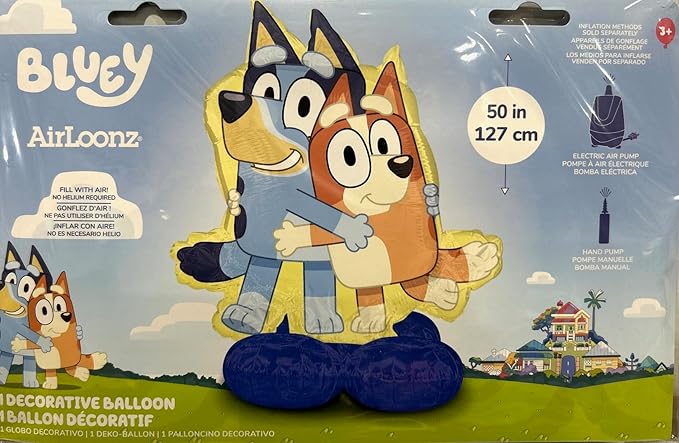 Anagram Giant 49" Bluey and Bingo Airloonz Birthday Party Supplies Air-Filled Foil Balloon Bouquet Decorations