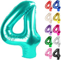 Teal Number 4 Balloon 40 Inch, 4 Balloon Number, 4th Birthday Decorations, Teal Party Supplies for Boys Girls