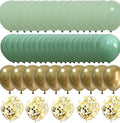 Matte Sage Green Gold Balloons – Light Mint Olive Green Balloons for Wedding Neutral Baby Shower Birthday Party Supplies 60 packs (Sage green + gold)