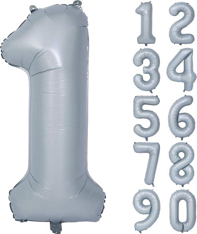 40 In Matte gray Number Balloons Helium Foil Mylar Balloon Birthday Party banquet Decoration 1