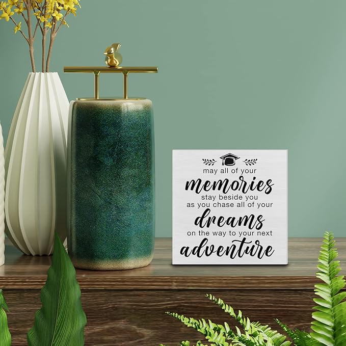 Country Graduation Quote Wood Box Sign Decor Desk Sign Grad Quote Wooden Box Block Sign Rustic Home Shelf Wall Decoration Grad Gift