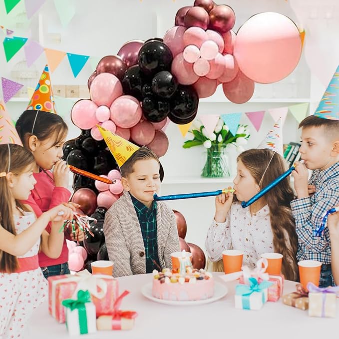 Pink and Black Balloon Arch Kit, Light Pink and Black Balloons Garland with Metallic Rose Gold Balloons, Baby Pink Balloons for Girls Women Birthday Bachelorette Princess Party Decorations