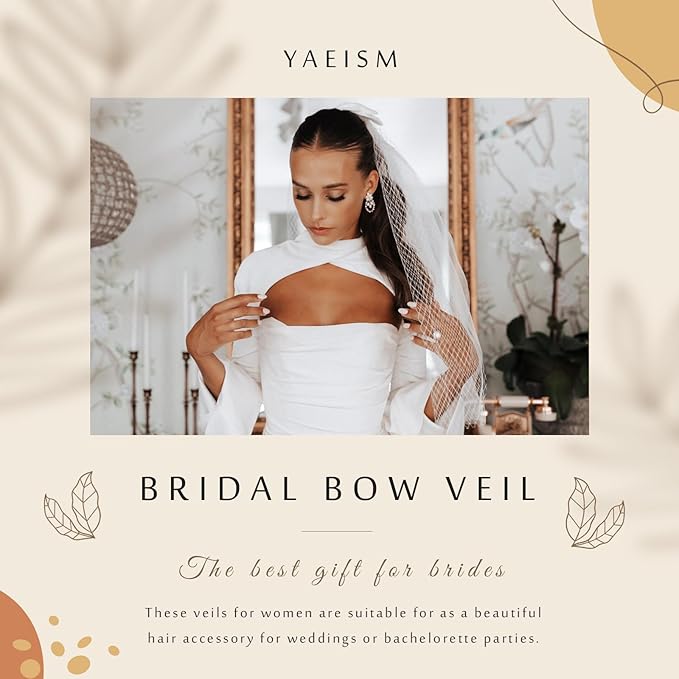 Bridal Veil Bachelorette Party Veil White Bow Wedding Veil Elegant Tulle Layer Hair Clip for Women and Girls