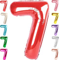 40 Inch Number 7 Balloon, Red Seven Birthday Decor, 7 17 27 70 Year Old Balloon Number for Engagement, Wedding, Graduations