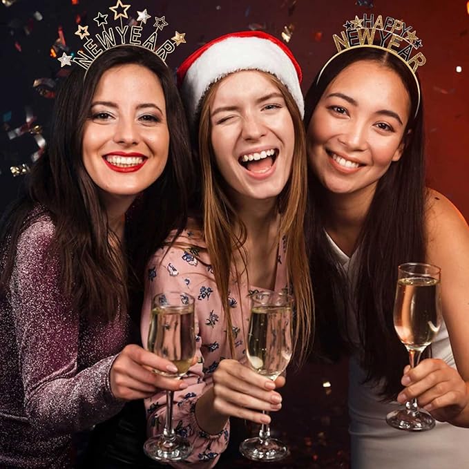 Happy New Year Headbands for Women, New Year’s Eve Hat Star Hairbands New Year Party Supplies Holiday Gifts