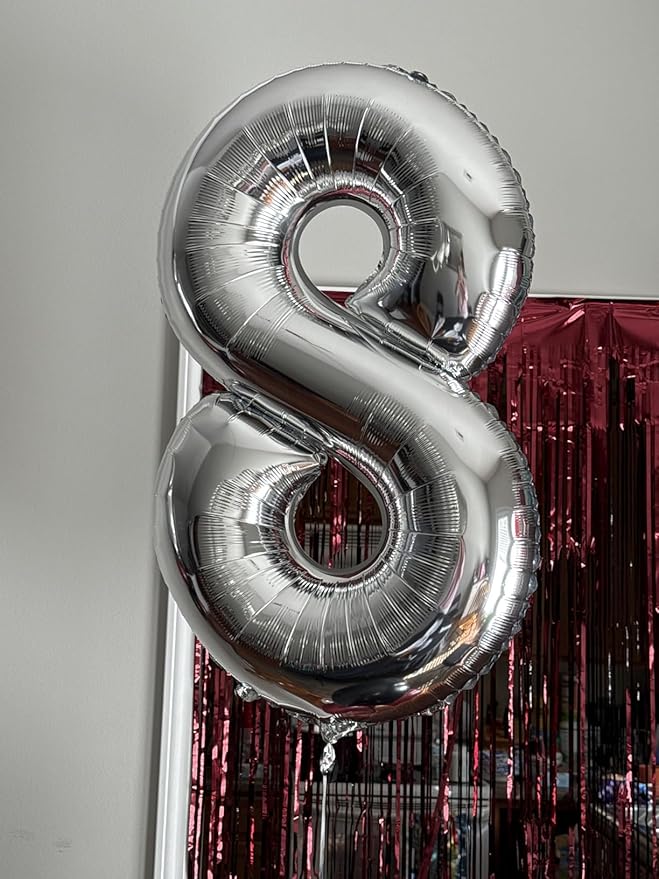 40 Inch Silver Number 0 Balloon, Giant Number 0 Balloons for 10th 20th 30th 40th Birthday Decorations, Party Supplies for Baby Boy Girl, Silver Party Decor