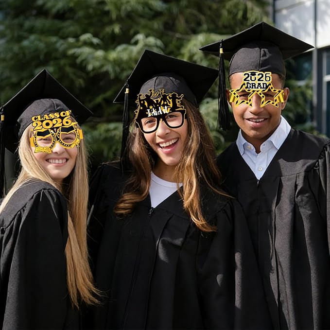 16PCS Graduation Glasses, 2026 Graduation Paper Eyeglasses Photo Booth Props for Class of 2026 Grad Party Supplies