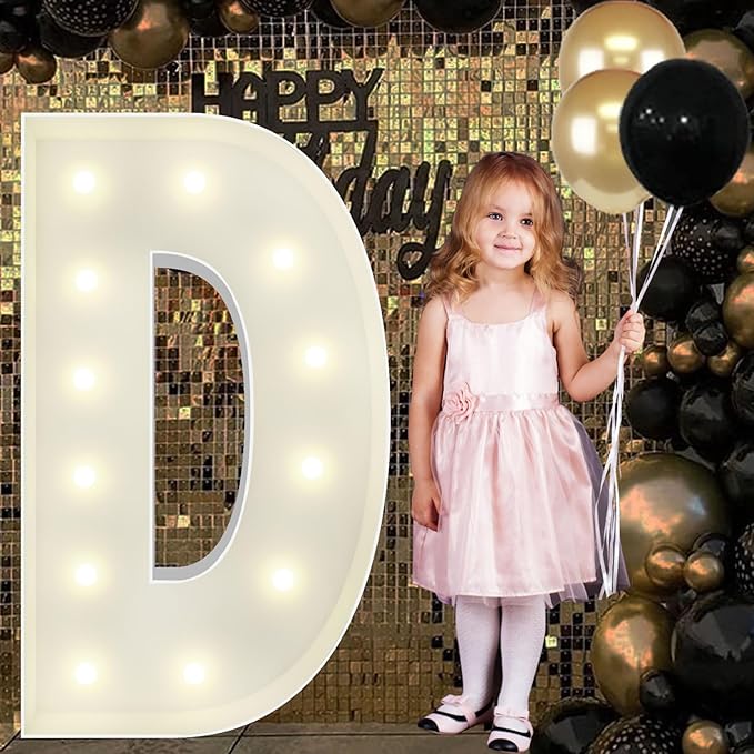 4FT Marquee Light Up Letters D, Big Marquee Letter for Baby Shower Birthday Engagement Wedding Marry Me Party Decor