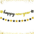 Happy New Year Banner, 2026 New Years Eve Party Supplies NYE Sign Decorations with Stars for Mantle Fireplace Holiday Decor