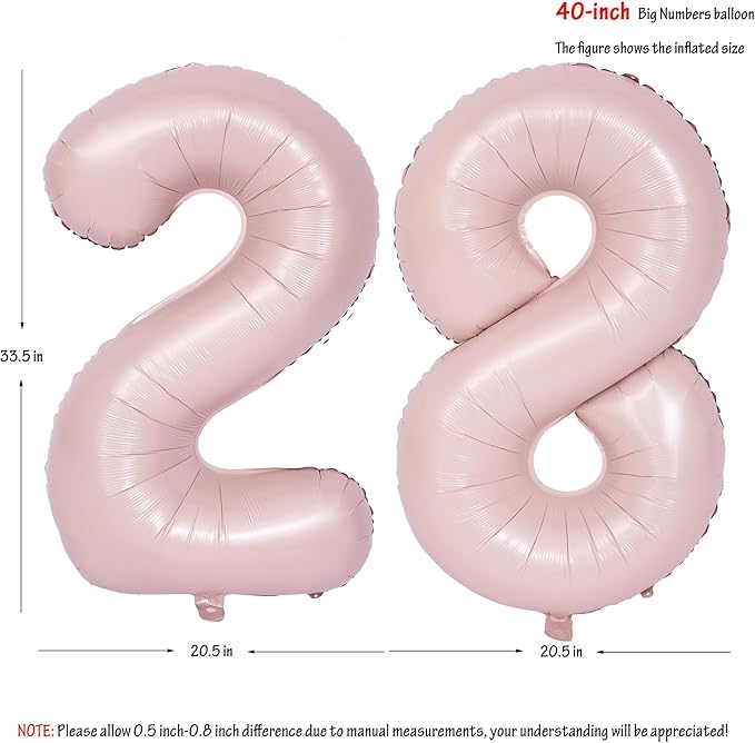 40 In Matte Pink Number Balloons Helium Foil Mylar Balloon Birthday Party banquet Decoration Digital 28