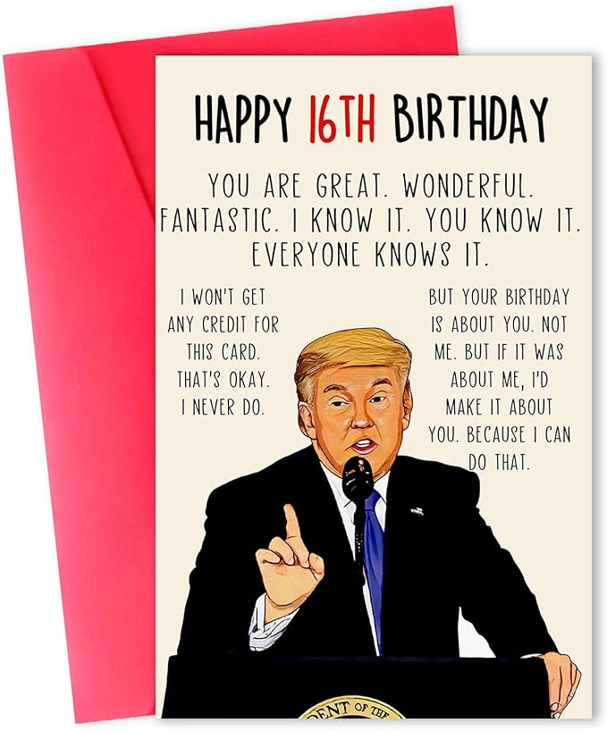 Funny 16th Birthday Card for Boy Girl, Sweet 16th Birthday Decorations for Boys Girls, Humorous Birthday Gifts Card for 16 Year Old Son Daughter,Best 16th Bday Gift Ideas