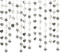 Silver Dot Heart Star Streamers 19.8 Feet Paper Garlands Glitter Disco Garland Hanging Banner for Birthday Homecoming Classroom Mothers Day Wedding Engagement Birthday Party Supplies