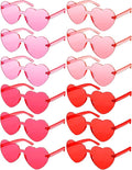 Photect 12 Pair Heart Shaped Sunglasses Neon Color Transparent Heart Glasses for Women Party Favor