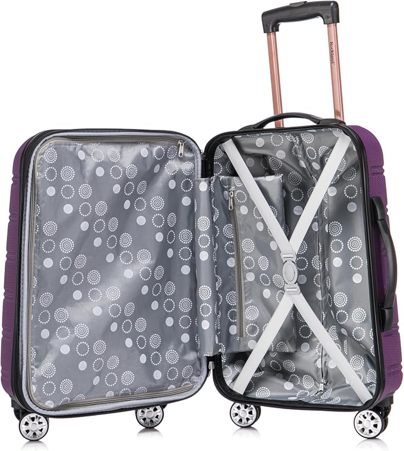 Rockland Melbourne Hardside 2 Piece Expandable Spinner Wheel Luggage Set, Carry-On 20" and Tote 14", Purple