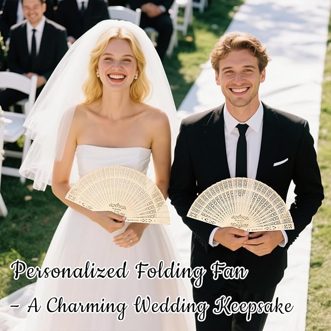 10Pcs Personalized wedding fans for guests, Custom Summer Wedding Fans, Unique Bridal Shower Party Favors, Handcrafted Wooden Fans for Guests (Full flush wooden fan)