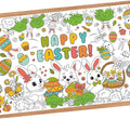 Giant Easter Coloring Poster - Large Happy Easter Coloring Tablecloth Cover, Jumbo Cute Bunny Paper Colorable Table Cloth Banner for Easters Gifts Activities Game Party Decorations Props, 31 x 72Inch