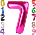 40 Inch Hot Pink Number 7 Balloon, Giant 7 Number Balloons for 7th Birthday Decorations, Party Supplies for Baby Boy Girl, Hot Pink Party Decor