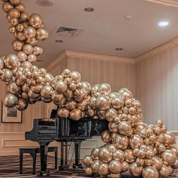 Champagne Gold Balloons 60pcs 5inch Small Metallic Champagne Latex Balloon for Balloon Garland Arch Chrome Champagne Balloons 5'' Round Mini Birthday Party Decoration DIY Engagement Anniversary