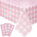 Oigco Pink Gingham Tablecloth - 3 Pack 54" × 108" Rectangle Disposable Pink and White Checkered Tablecloth, Picnic Table Cover for Party, Wedding, Birthday