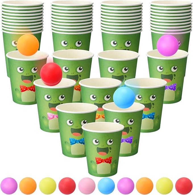 Passover Game for Family with 60 Frog Cups 24 Colorful Balls 10 Plagues of Egypt Party Supplies Throwing Toss Game for Passover Pesach Seder Jewish Holiday Gathering Indoor Outdoor Activitie