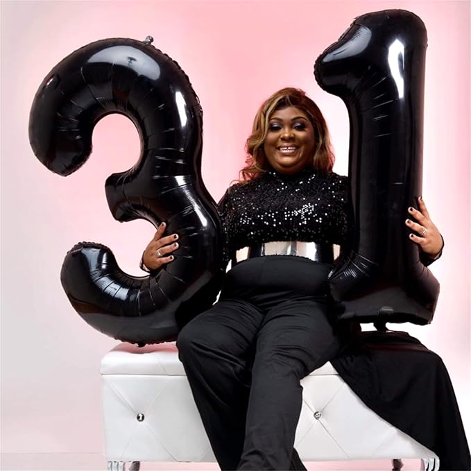 Black 21st Birthday Balloons for Her, 40In Black Mylar Foil Number 21 Balloons for Boys Girls, Birthday Party Balloons Numbers 2 and 1 for Women Men 12th 21st Anniversary Decorations Supplies