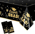 2-Piece 54 x 108 Inch Graduation Plastic Tablecloth – Graduation Disposable Rectangle Table Covers with “Congrats Grad” Design for Class of 2026 Party, School and Home Decorations