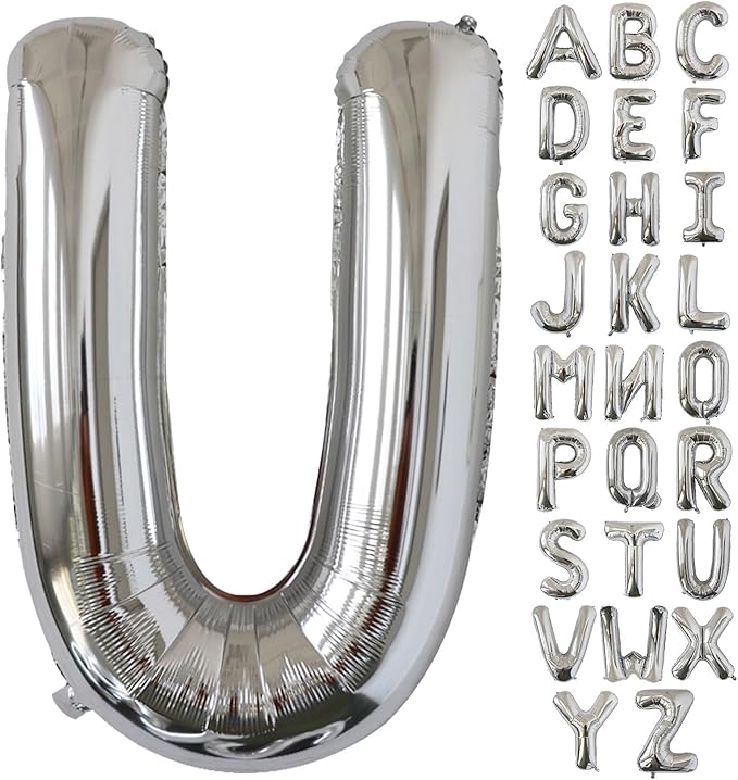 KALOR 40 Inch Silver Letter U Balloons Jumbo Foil Mylar Helium Big Balloons for Birthday Party Anniversary Baby Shower Supplies