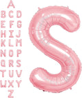 SUWEN 40 Inch Pink Large S Letter Balloons Big Foil Helium Letter Balloons A-Z Jumbo Mylar Happy Birthday Party Decorations for Girl Anniversary Party Supplies