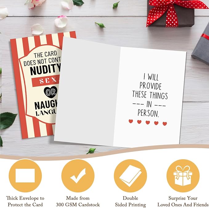 Qiliji Naughty Birthday Card for Boyfriend Girlfriend, Funny Anniversary Card for Husband Wife, Valentines Day Cards Gifts for Men Women, Adult Humor Love Cards Gifts