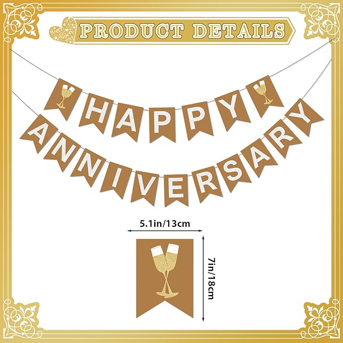 Happy Anniversary Banner - Happy Anniversary Decorations Wedding Party Banner