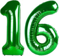 40 Inch Green Mylar Foil Number 16 61 Birthday Balloon, Digital Balloons for 16 Boy Girl Party Decorations Supplies, Big Helium Balloon Numbers for 16 61 Men Women Anniversary
