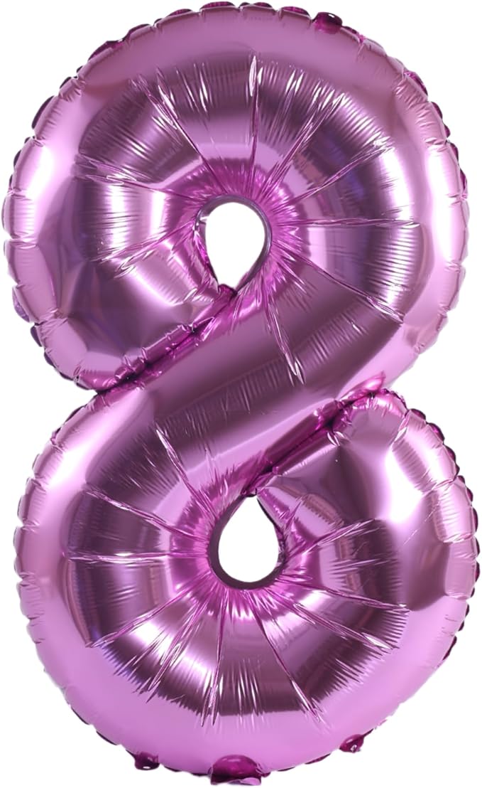 YPSelected 32 Inch Large Foil Helium Number Balloon Birthday Wedding Party 0-9 (Pink, 8)