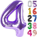 Purple Number 4 Balloon 40 Inch, 4th Birthday Party Decorations for Children, Giant 4 Foil Balloon for Party Supplies