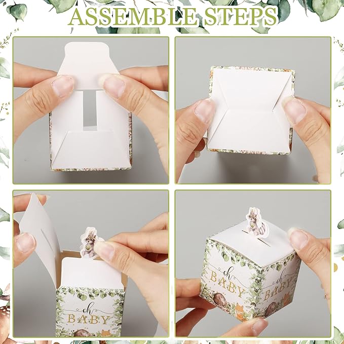 Didaey 48 Pcs Woodland Baby Shower Favor Boxes Small Animal Paper Treat Boxes Cute Woodland Forest Animals Themed Baby Shower Party Decorations for Candy Gift Bags Birthday Party Favors