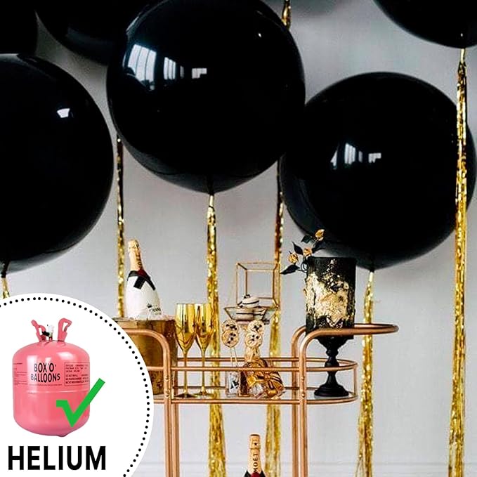 PartyWoo Black Balloons 4 pcs 36 Inch Latex Helium Matte Black Balloons for Baby Shower Birthday Graduation Casino Gaming Anniversary Retirement Pirate Race Car Theme Party Decorations Black-Y18
