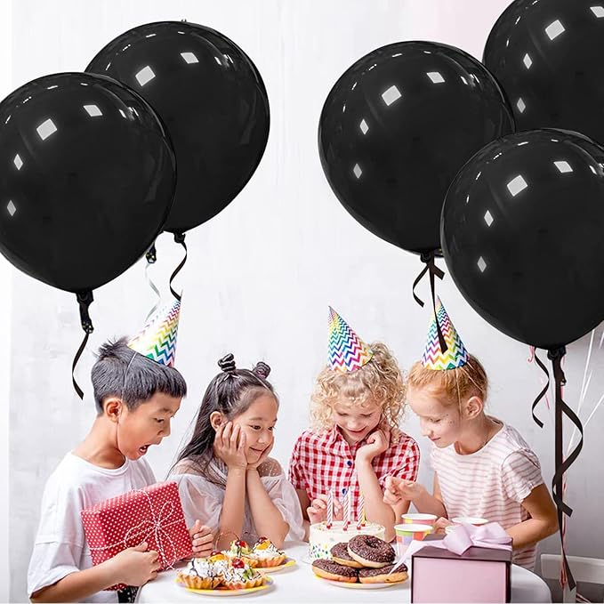 Black Latex Balloons 100 Pack 12 Inch Black Round Helium Balloons Party Balloons for Birthday Themed Wedding Graduation New Year Backdrop Decorations