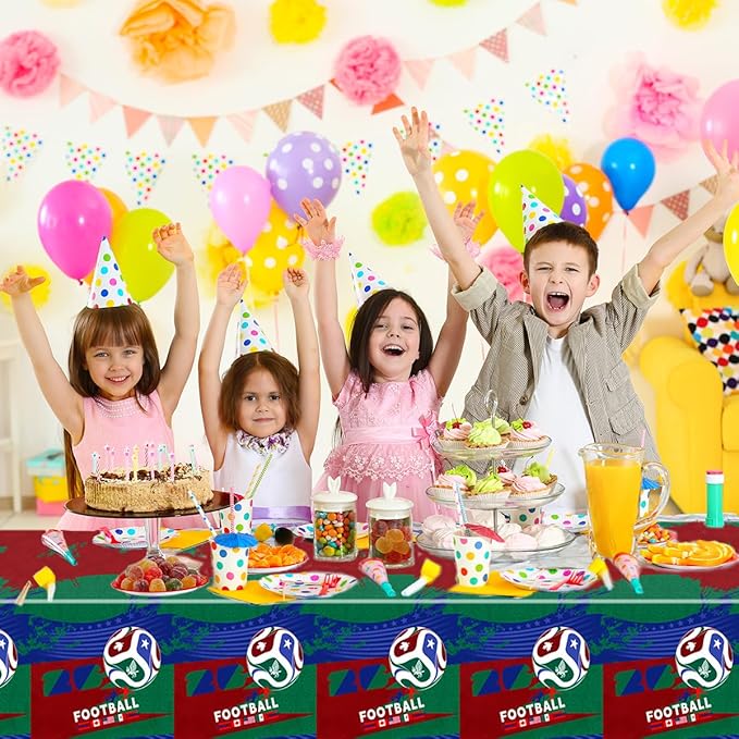 2Pcs Football Birtrhday Party Tablecloth |108 x 54 Inch| Soccer Disposable Rectangle Tablecover Party Supplies