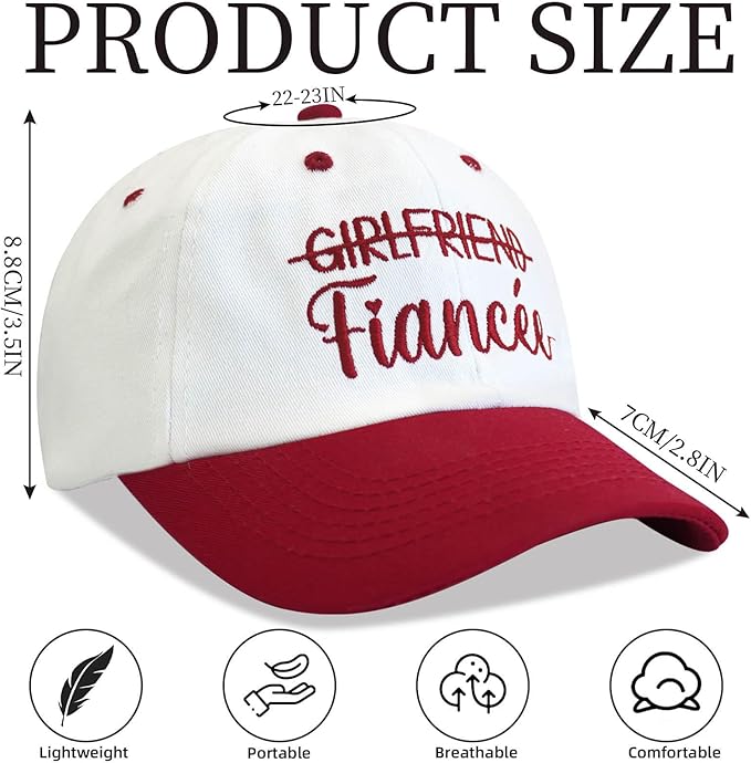 Adjustable Embroidered Hat for Bridal Shower Wedding Engagement Anniversary Honeymoon Newlyweds Couples Gifts