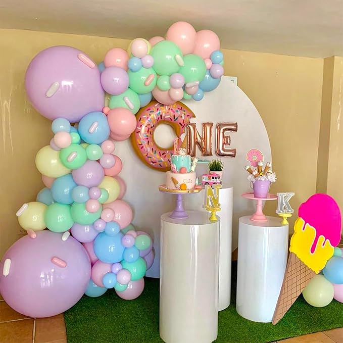 Pastel Donut Balloon Arch Garland Kit,159Pcs Macaron Color Rainbow Balloons Ice Cream Foil Balloons for Girls Donut Grow Up Sweet One Candyland 67 Birthday Party Baby Shower Two Sweet Decorations
