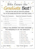 Fibevon Graduation Party Game Cards - Who Knows The Graduate Best (36-Pack)- Graduation Party Collection Grad Celebration Party Supplies for High School/College/Senior School
