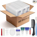 Toiletry Kits Travel Essentials Disposable Hygiene in Bulk, Trial Size Toiletries Supplies Individually Wrapped Traveling Personal Care Items, for Camping, Hotel, Homeless, Charity, 8-in-1 (60-Pack)